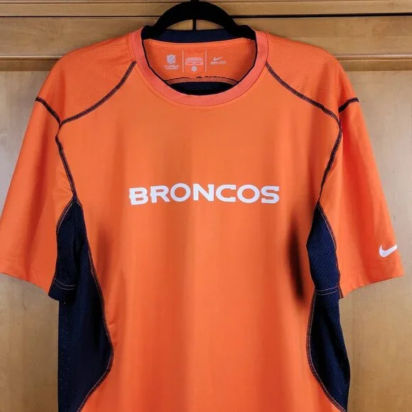 Mens Nike Dri-Fit Orange Denver Broncos Football Performance T-Shirt - XL - Picture 2 of 10